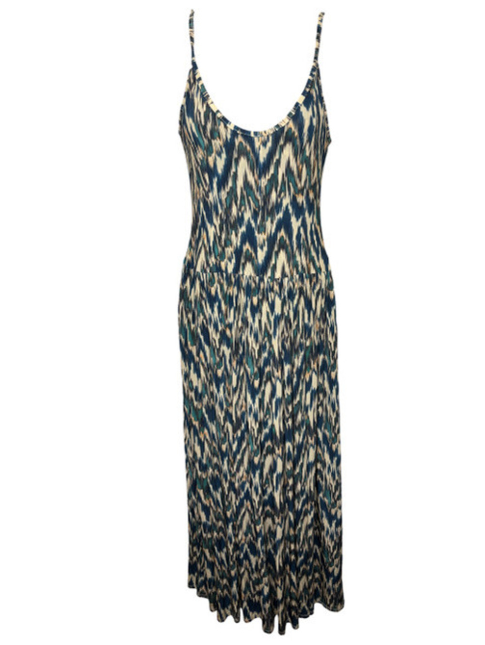 Ulla Johnon Idalia Fitted Midi Dress in Riverslate Ikat Print